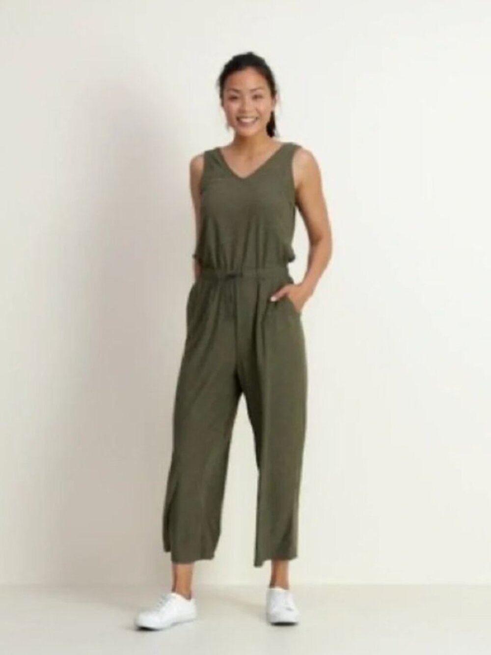 Old Navy Active Olive Green Sleeveless Jumpsuit With Pockets Size S